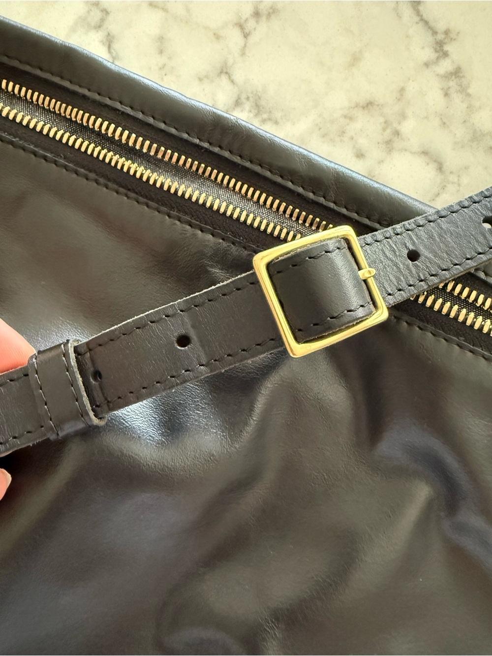 Clare V Grande Fanny Pack in Black Nouveau Leather - Picture 9 of 13
